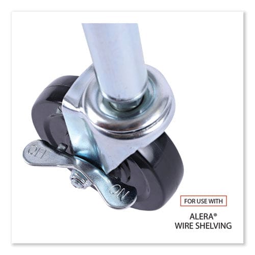 Alera Optional Casters For Wire Shelving Grip Ring Type K Stem 4 Wheel Black/silver 4/set (2 Locking) - Janitorial & Sanitation - Alera®