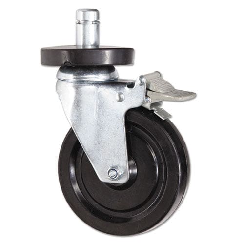 Alera Optional Casters For Wire Shelving Grip Ring Type K Stem 4 Wheel Black/silver 4/set (2 Locking) - Janitorial & Sanitation - Alera®