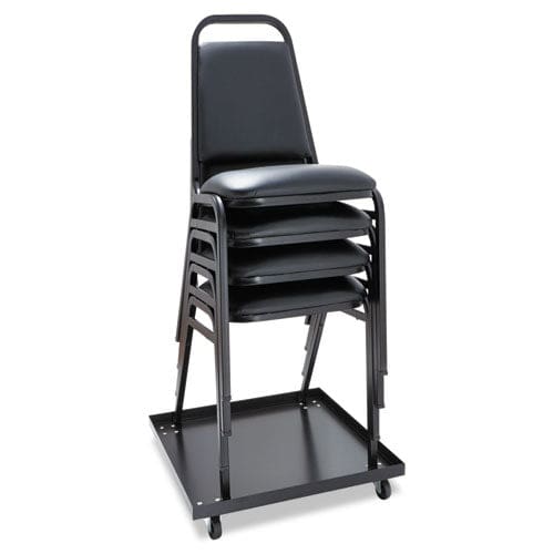 Alera Padded Steel Stacking Chair Supports Up To 250 Lb 18.5 Seat Height Black Seat Black Back Black Base 4/carton - Furniture - Alera®