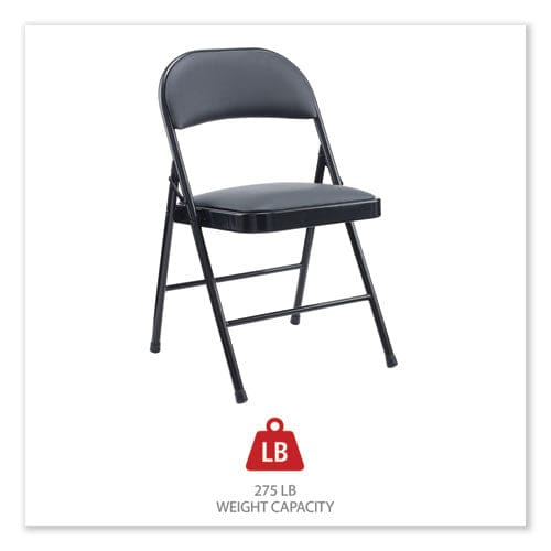 Alera Alera Pu Padded Folding Chair Supports Up To 250 Lb Black Seat Black Back Black Base 4/carton - Furniture - Alera®