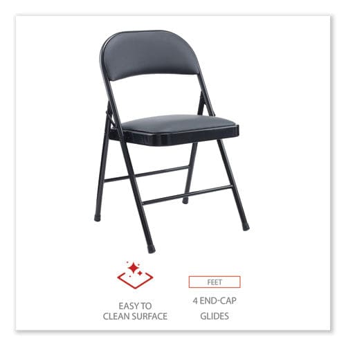 Alera Alera Pu Padded Folding Chair Supports Up To 250 Lb Black Seat Black Back Black Base 4/carton - Furniture - Alera®