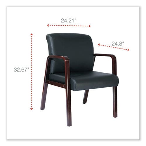 Alera Alera Reception Lounge Wl Series Guest Chair 24.21 X 24.8 X 32.67 Black Seat Black Back Mahogany Base - Furniture - Alera®