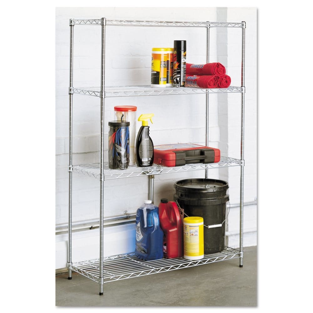 Alera Residential 4-Shelf Wire Shelving - Silver (36W x 14D x 54H) - Garage & Tool Organization - Alera