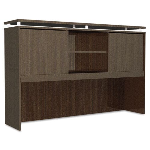 Alera Alera Sedina Series Hutch With Sliding Doors 66w X 15d X 42.5h Modern Walnut - Furniture - Alera®