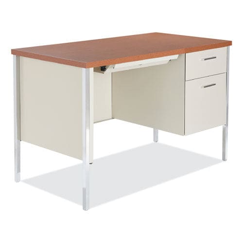 Alera Single Pedestal Steel Desk 45.25 X 24 X 29.5 Cherry/putty - Office - Alera®