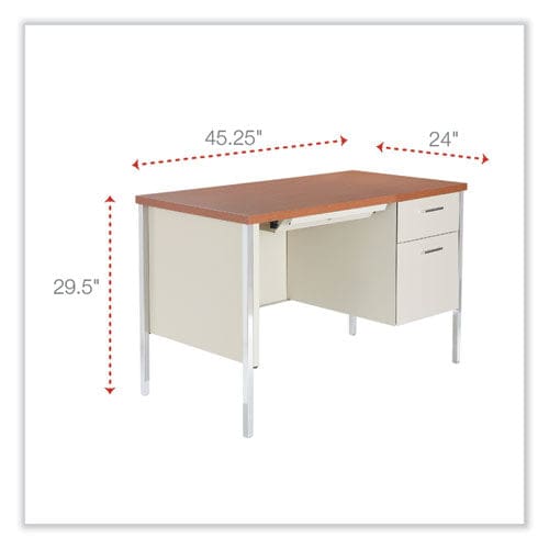 Alera Single Pedestal Steel Desk 45.25 X 24 X 29.5 Cherry/putty - Office - Alera®