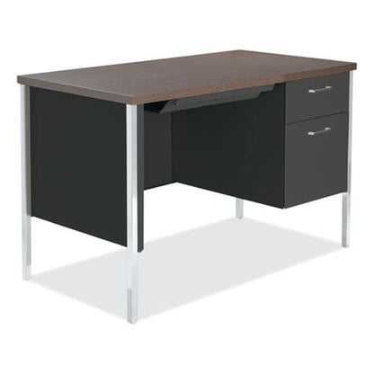 Alera Single Pedestal Steel Desk 45.25 X 24 X 29.5 Mocha/black - Office - Alera®