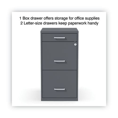 Alera Soho Vertical File Cabinet 3 Drawers: Pencil/file/file Letter Charcoal 14 X 18 X 26.9 - Furniture - Alera®