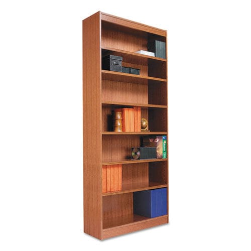 Alera Square Corner Wood Bookcase Five-shelf 35.63w X 11.81d X 60h Medium Cherry - Furniture - Alera®