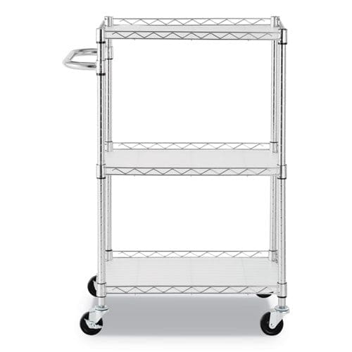 Alera Three-shelf Wire Cart With Liners Metal 3 Shelves 450 Lb Capacity 24 X 16 X 39 Silver - Furniture - Alera®
