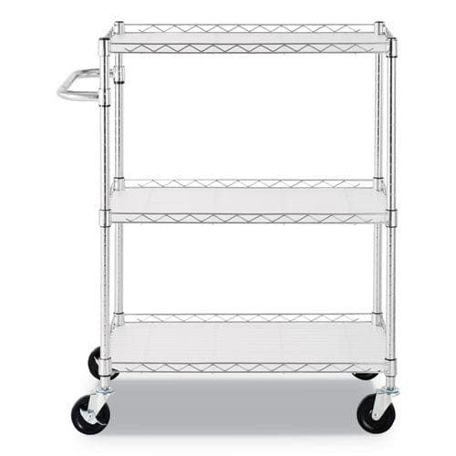 Alera Three-shelf Wire Cart With Liners Metal 3 Shelves 600 Lb Capacity 34.5 X 18 X 40 Silver - Furniture - Alera®