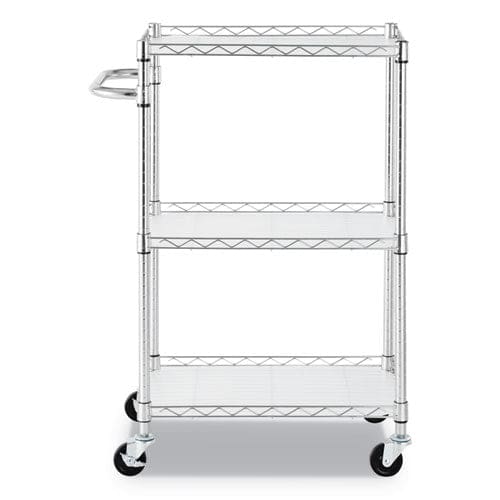 Alera Three-shelf Wire Cart With Liners Metal 3 Shelves 600 Lb Capacity 34.5 X 18 X 40 Silver - Furniture - Alera®
