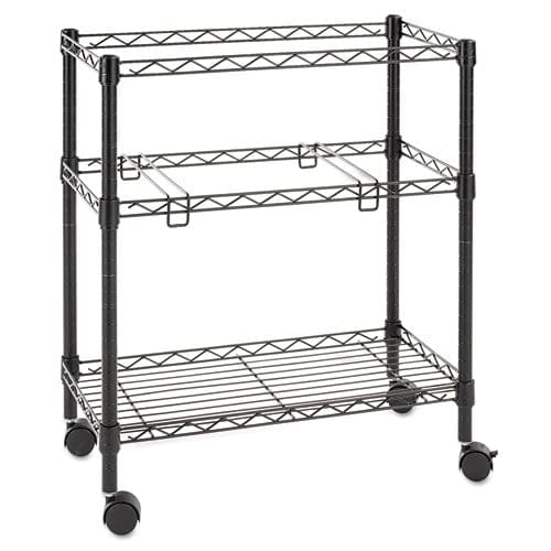 Alera Two-tier File Cart For Front-to-back + Side-to-side Filing Metal 1 Shelf 3 Bins 26 X 14 X 29.5 Black - Furniture - Alera®