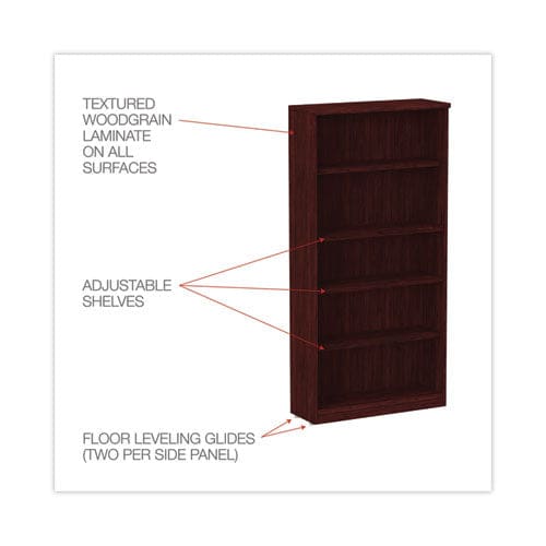 Alera Alera Valencia Series Bookcase Five-shelf 31.75w X 14d X 64.75h Mahogany - Furniture - Alera®