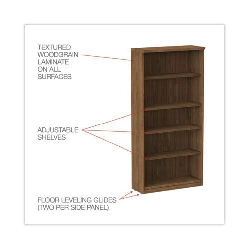 Alera Alera Valencia Series Bookcase Five-shelf 31.75w X 14d X 64.75h Modern Walnut - Furniture - Alera®