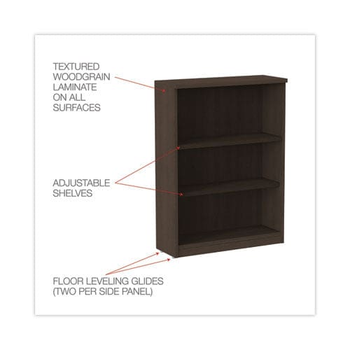 Alera Alera Valencia Series Bookcase Three-shelf 31.75w X 14d X 39.38h Espresso - Furniture - Alera®