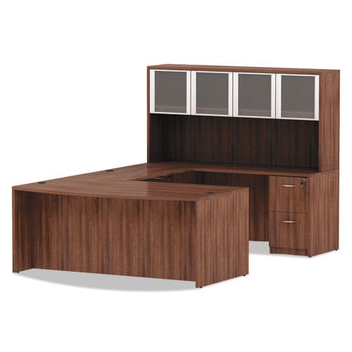 Alera Alera Valencia Series Bow Front Desk Shell 71 X 41.38 X 29.63 Modern Walnut - Furniture - Alera®