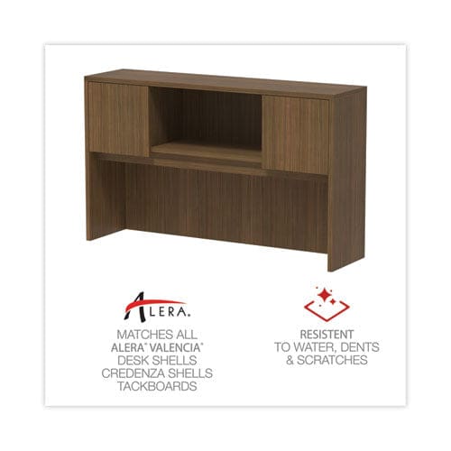 Alera Alera Valencia Series Hutch With Doors 4 Compartments 58.88w X 15d X 35.38h Modern Walnut - Furniture - Alera®