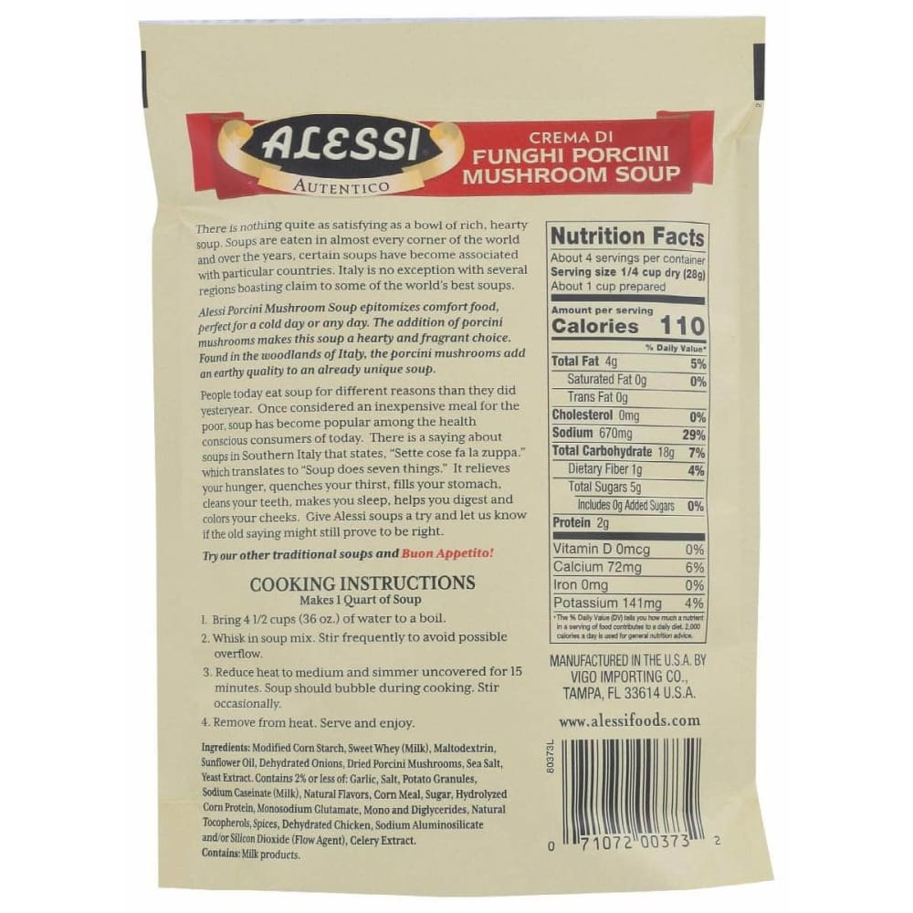 ALESSI Grocery > Soups & Stocks ALESSI: Porcini Mushroom Soup, 4 oz