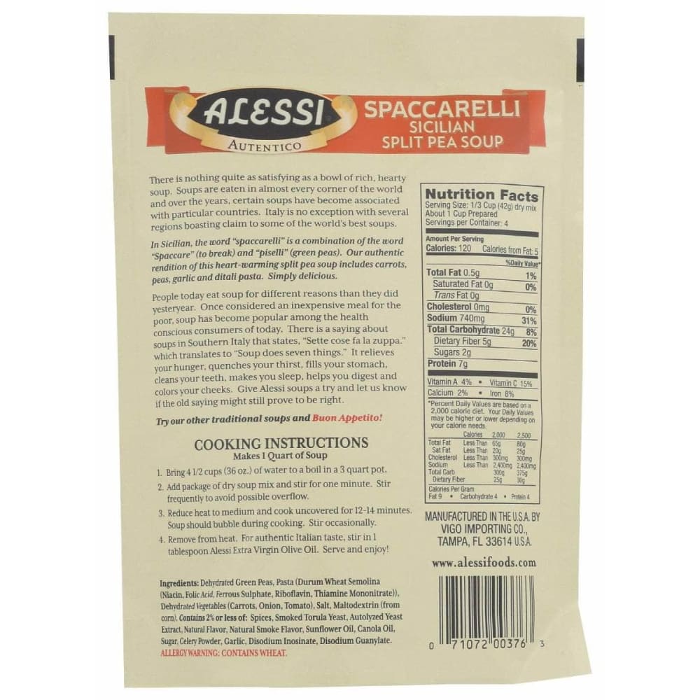 ALESSI Grocery > Soups & Stocks ALESSI: Sicilian Split Pea Soup, 6 oz
