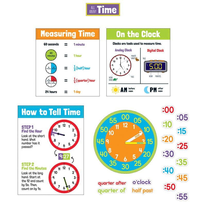 All About Time Bulletin Board Set (Pack of 6) - Math - Carson Dellosa Education