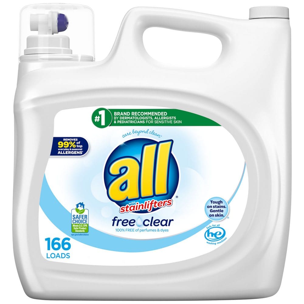 all Liquid Laundry Detergent Free Clear for Sensitive Skin (250 oz.,166 loads) - Laundry Supplies - all Liquid