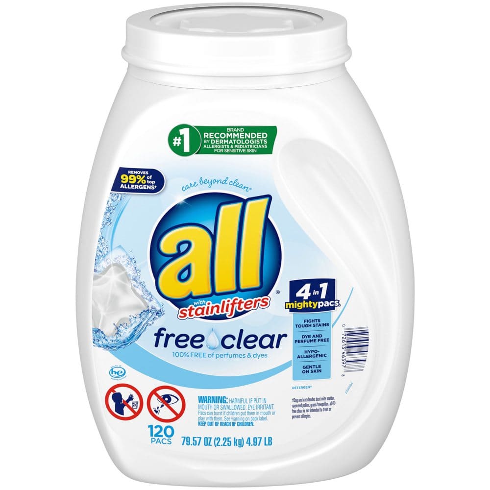 all Mighty Pacs Laundry Detergent Free Clear for Sensitive Skin (120 ct.) - Laundry Supplies - all Mighty