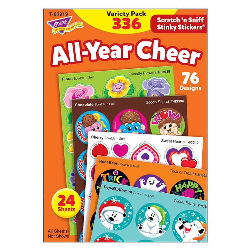 All-Year Cheer Stinky Stickers Scratch N Sniff Variety Pk (Pack of 2) - Stickers - Trend Enterprises Inc.