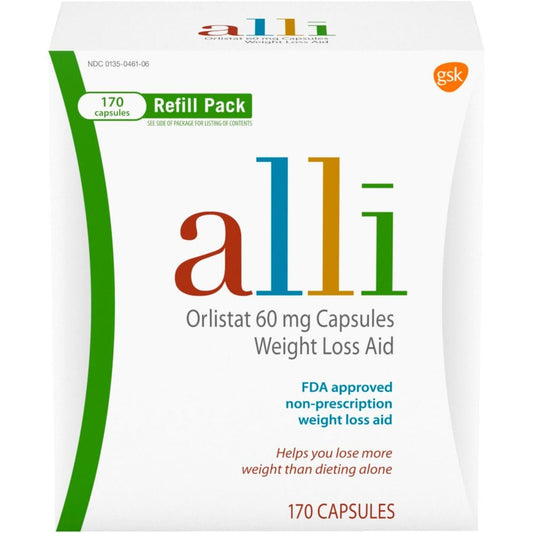 alli Diet Weight Loss Supplement Pills Orlistat 60mg Capsules (170 ct.) - Diet Nutrition & Protein - alli