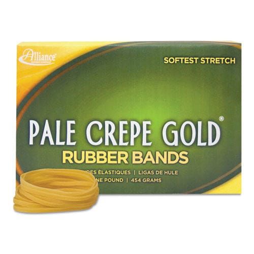 Alliance Pale Crepe Gold Rubber Bands Size 19 0.04 Gauge Golden Crepe 1 Lb Box 1,890/box - Office - Alliance®