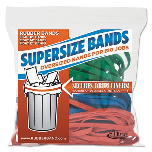 Alliance Supersize Bands 0.25 Wide Assorted Lengths (12 14 And 17) 4,060 Psi Max Elasticity Assorted Colors 24/pack - Office - Alliance®
