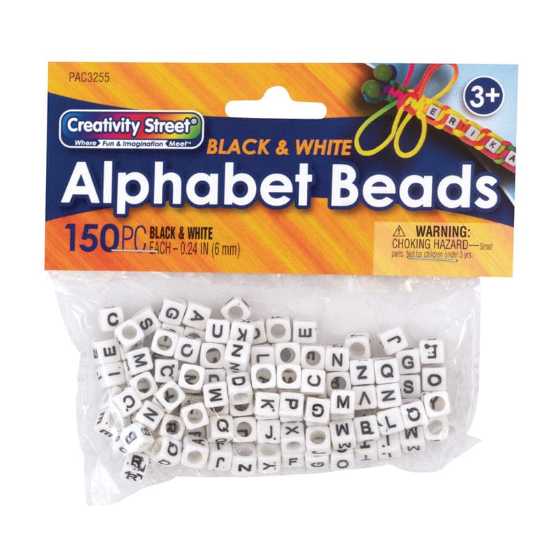 Alphabet Beads Black & White Creativity Street (Pack of 10) - Beads - Dixon Ticonderoga Co - Pacon