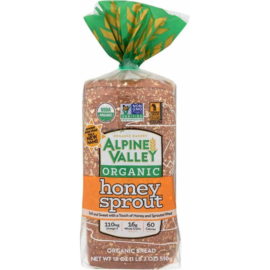Alpine Valley Alpine Valley Bread Sprouted Honey Wheat with Flaxseed, 18 oz