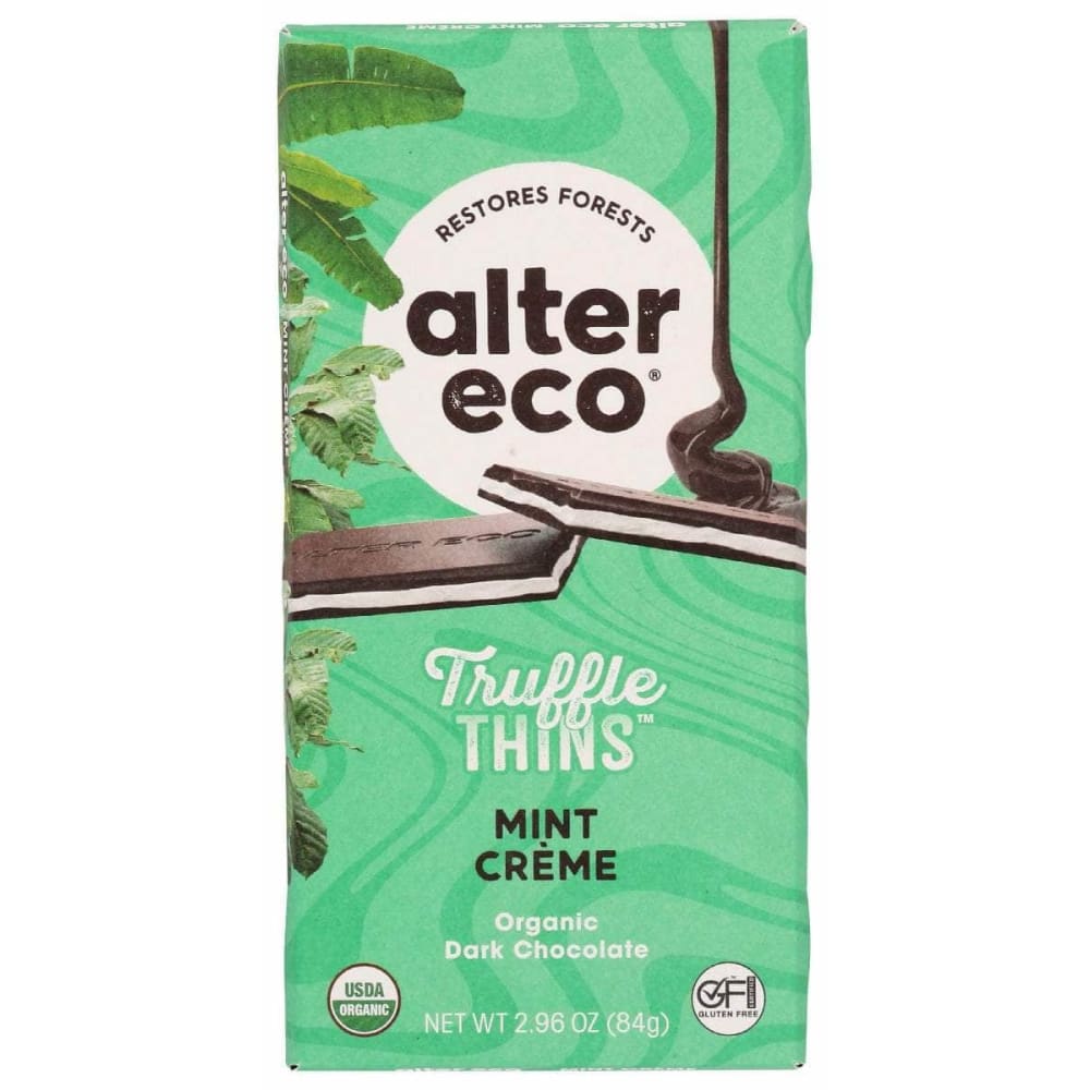 ALTER ECO Grocery > Refrigerated ALTER ECO: Mint Creme Truffle Thins Chocolate Bar, 2.96 oz