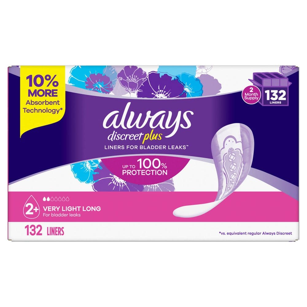 Always Discreet plus Incontinence Liners for Women Very Light Absorbency Long Length (132 ct.) - Incontinence Aids - Always Discreet