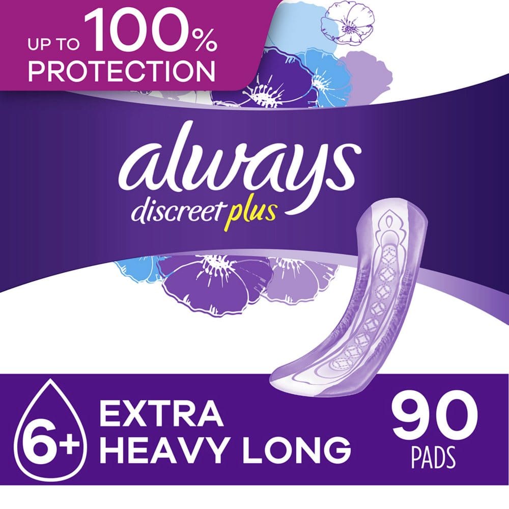 Always Discreet plus Incontinence Pads for Women Extra Heavy - Long (90 ct.) - Incontinence Aids - Always