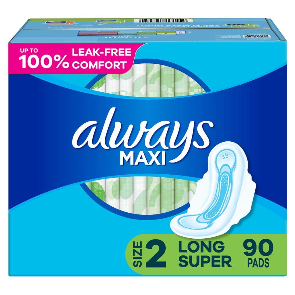 Always Maxi Long Super Pads Unscented - Size 2 (90 ct.) - Feminine Care - Always Maxi