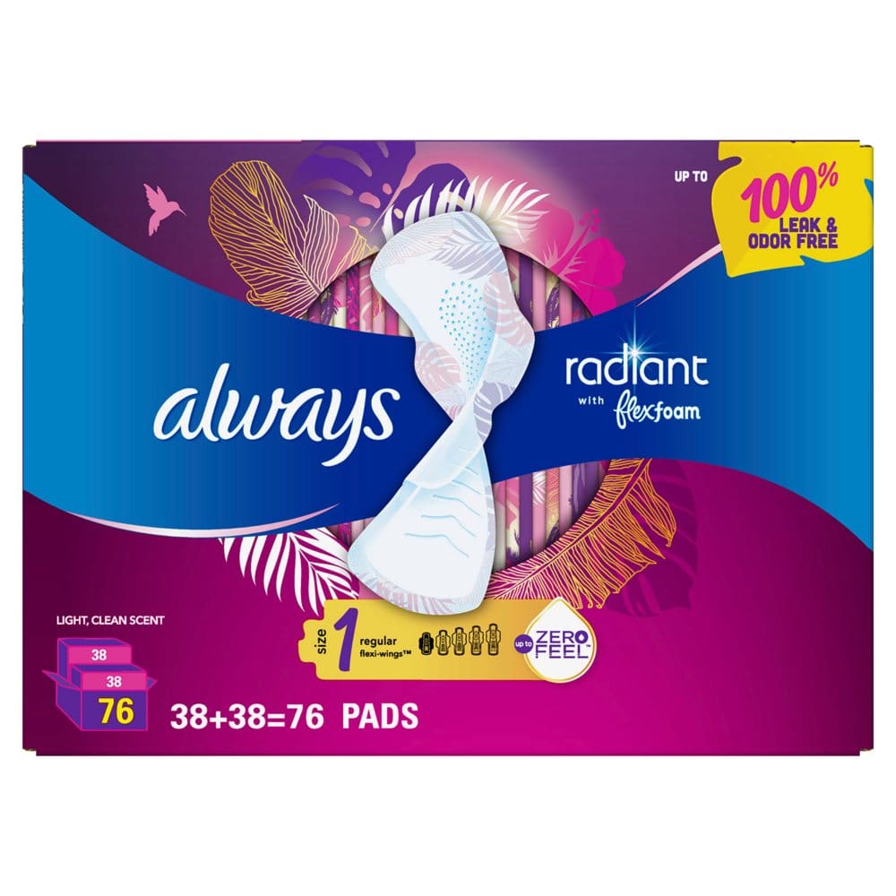 Always Radiant Regular Pads Scented - Size 1 (76 ct.) - Feminine Care - Always Radiant