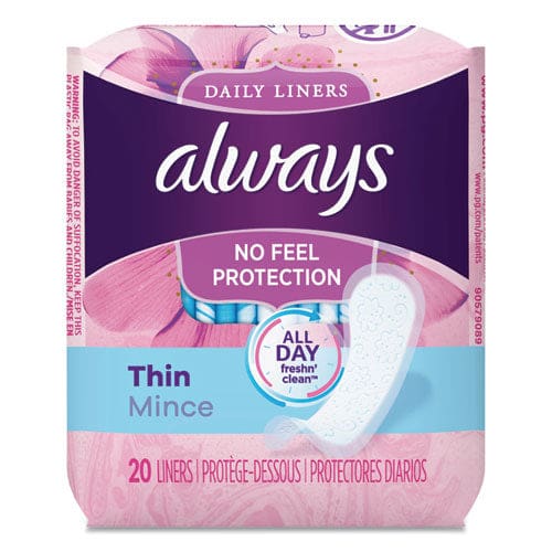 Always Thin Daily Panty Liners Regular 20/pack 24 Packs/carton - Janitorial & Sanitation - Always®