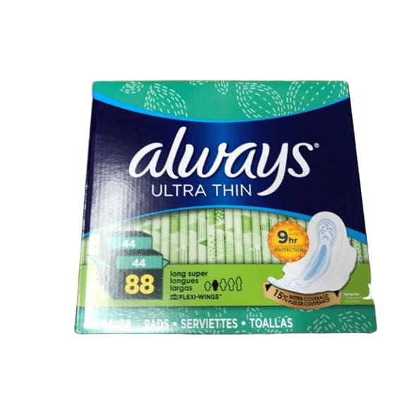 Always Ultra Thin Long and Super Pads with Flexi-Wings Multipack, 88 ct. - ShelHealth.Com