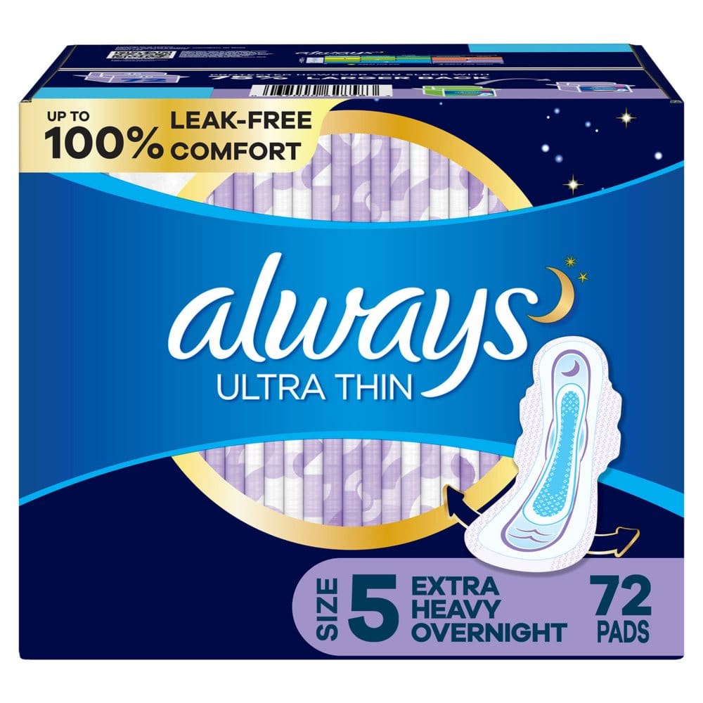 Always Ultra Thin Overnight Pads Unscented - Size 5 (72 ct.) - Incontinence Aids - Always Ultra