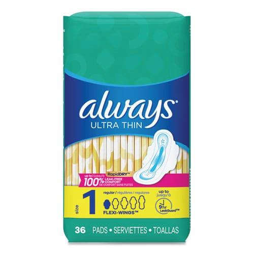 Always Ultra Thin Pads Regular 36/pack 6 Packs/carton - Janitorial & Sanitation - Always®