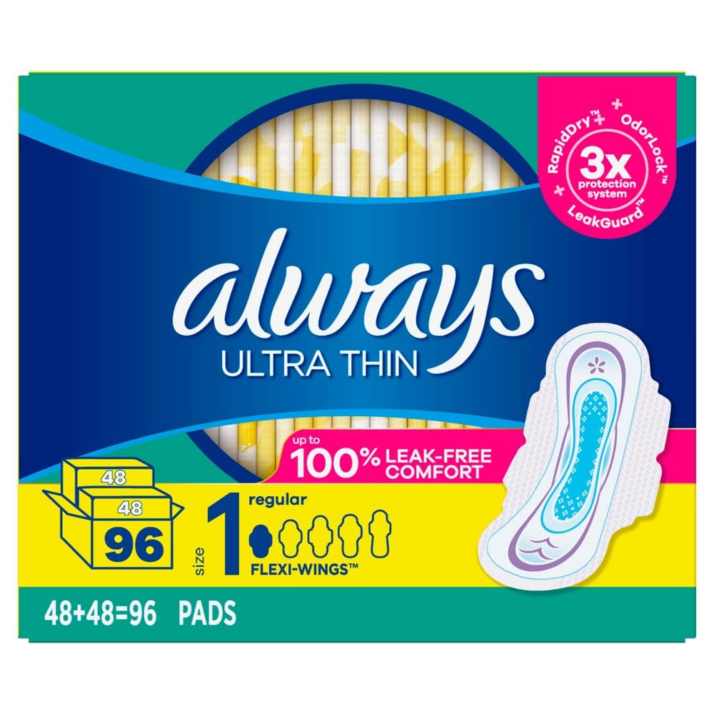 Always Ultra Thin Regular Pads Unscented - Size 1 (96 ct.) - Feminine Care - Always Ultra