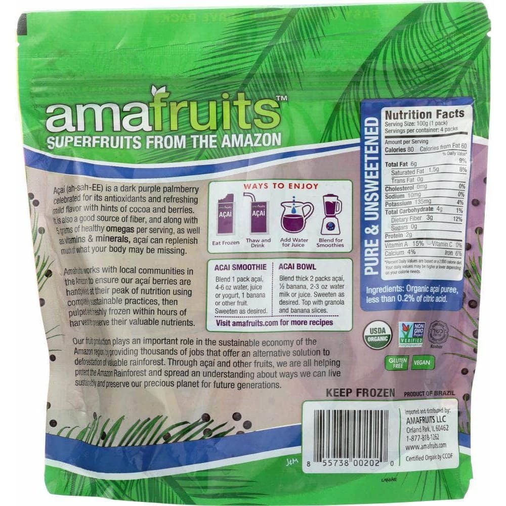 Amafruits Amafruits Açaí Pure and Unsweetened, 14 oz