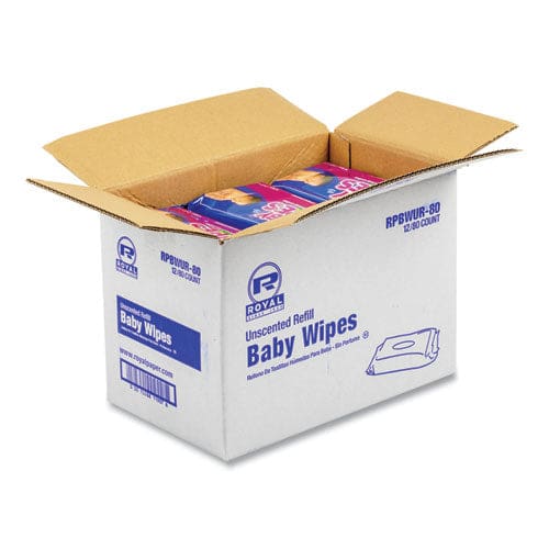 AmerCareRoyal Baby Wipes Refill Pack 8 X 7 White 80/pack 12 Packs/carton - School Supplies - AmerCareRoyal®