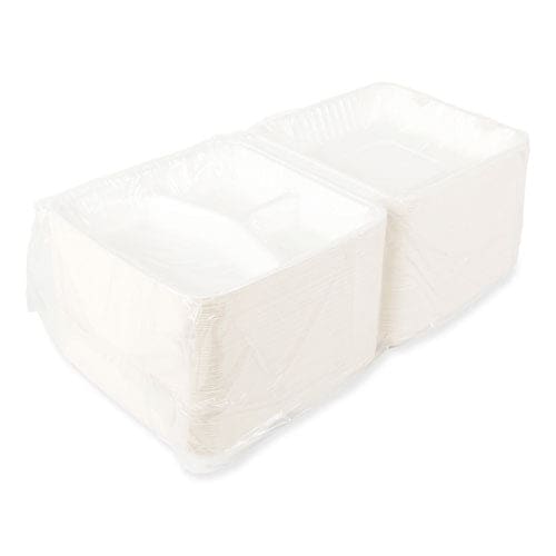 AmerCareRoyal Bagasse Pfas-free Food Containers 3-compartment 9 X 9 X 3.19 White Bamboo/sugarcane 200/carton - Food Service - AmerCareRoyal®