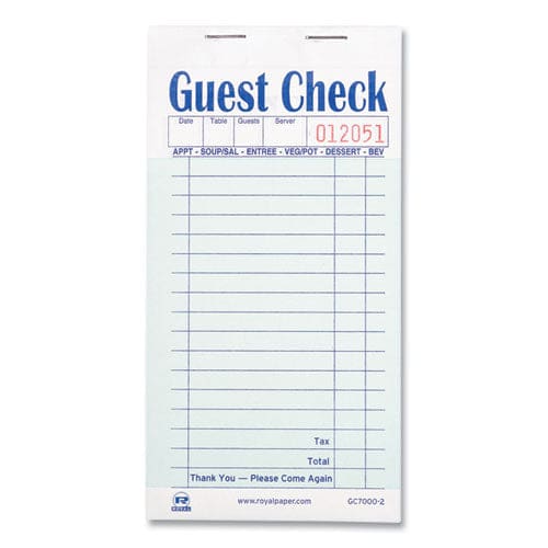 AmerCareRoyal Guest Check Pad 17 Lines Two-part Carbonless 3.6 X 6.7 50 Forms/pad 50 Pads/carton - Food Service - AmerCareRoyal®