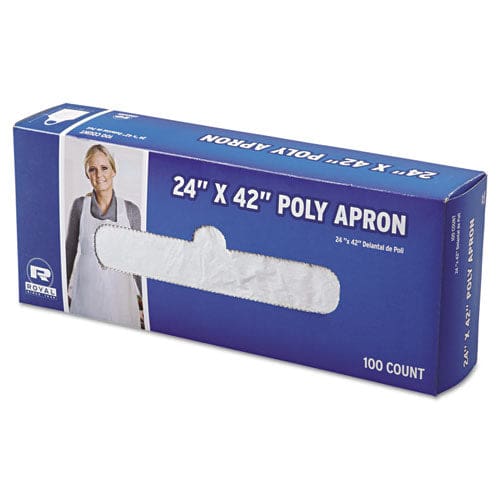 AmerCareRoyal Poly Apron 24 X 42 One Size Fits All White 100/pack 10 Packs/carton - School Supplies - AmerCareRoyal®