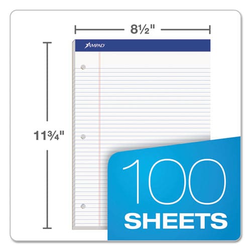 Ampad Double Sheet Pads Narrow Rule 100 White 8.5 X 11.75 Sheets - School Supplies - Ampad®
