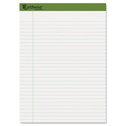 Ampad Earthwise By Ampad Recycled Writing Pad Wide/legal Rule Politex Sand Headband 40 White 8.5 X 11.75 Sheets 4/pack - School Supplies -